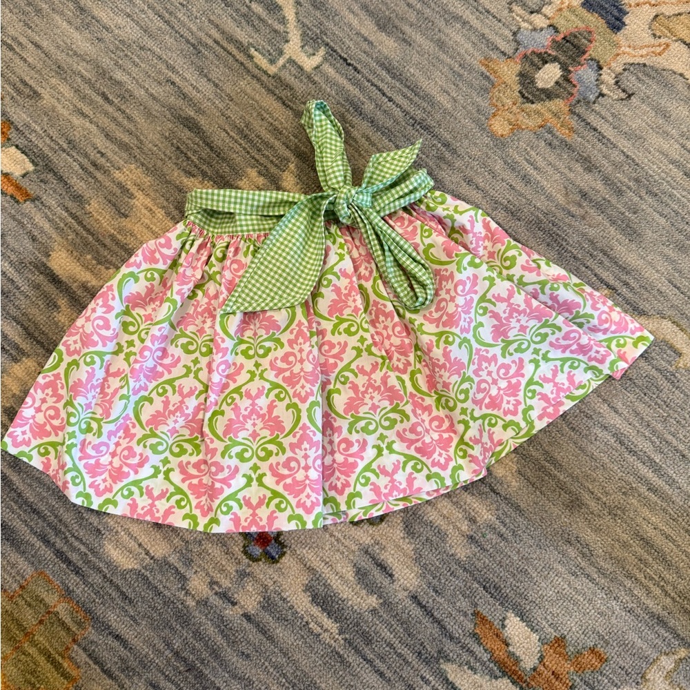 Kelly’s Kids Pink and Green Skirt with Gingham Bow size 6 Girls
